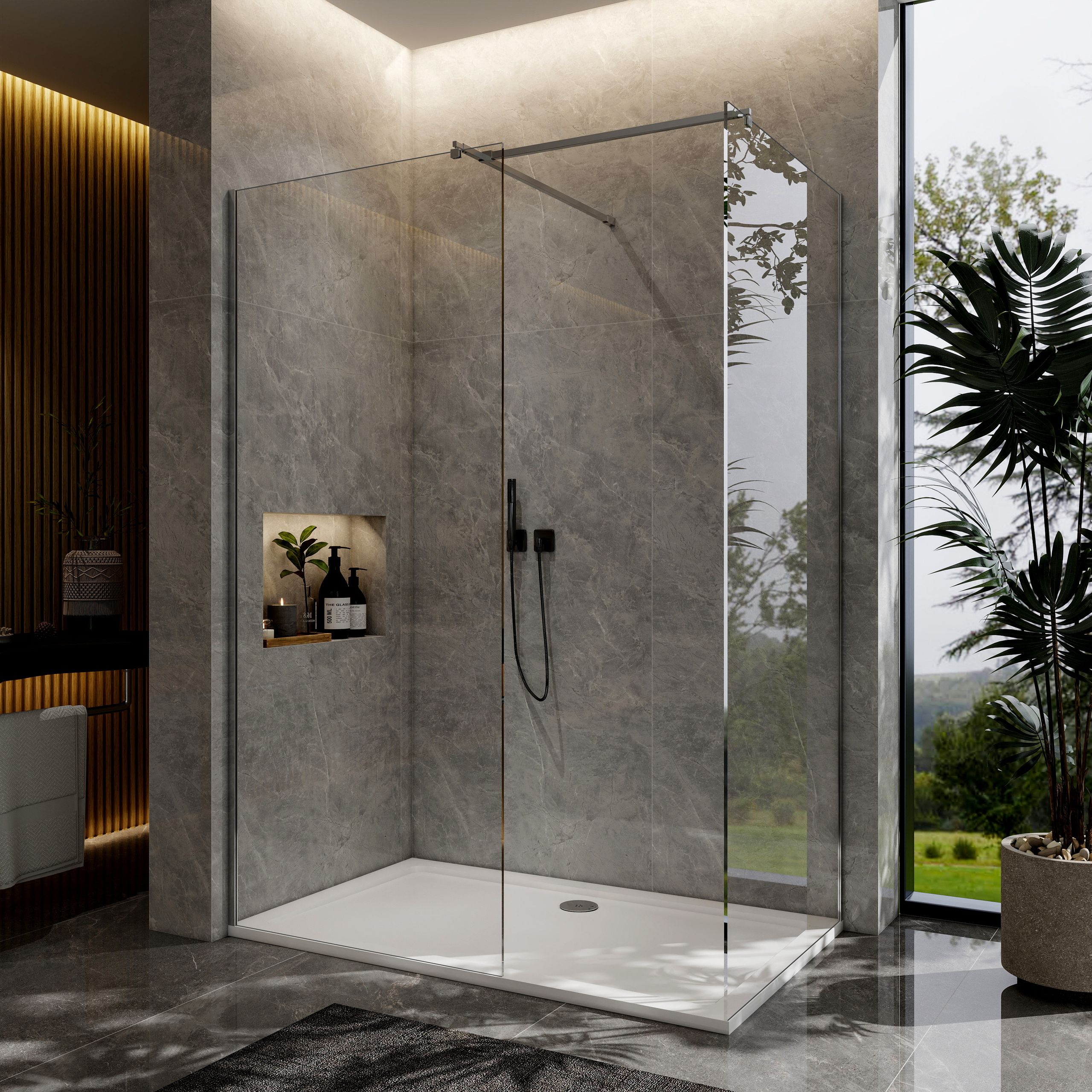 STECHHOMES Walk In Shower Enclosure Screen Side Panel Easy Clean Glass Wet Room Cubicle